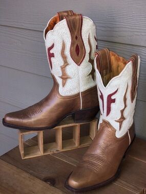 Vintage Frye Brown, Cream and Red Western Cowboy Boots